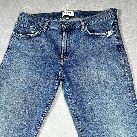 Agolde Jeans Womens 28 Blue Toni Skinny Made in USA Light Wash Stretch Raw Hem - Picture 2 of 11